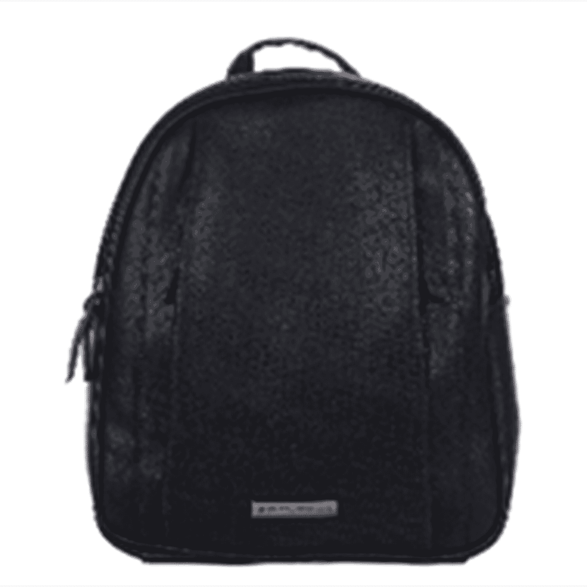 Leatherette Backpack with Zipped Pocket - Black