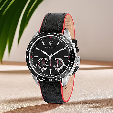 Maserati Quartz Movement Mens Watch in Leather with Complimentary Gammon Fragrance