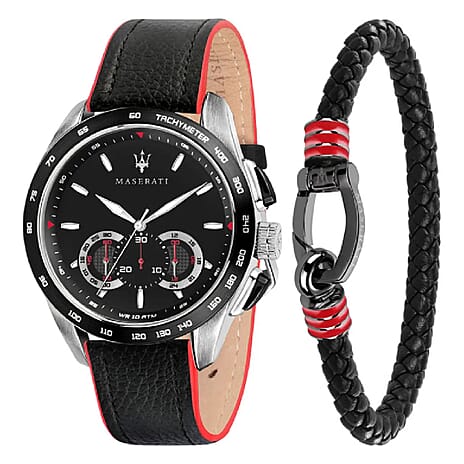Maserati Quartz Movement Mens Watch in Leather with Complimentary Gammon Fragrance