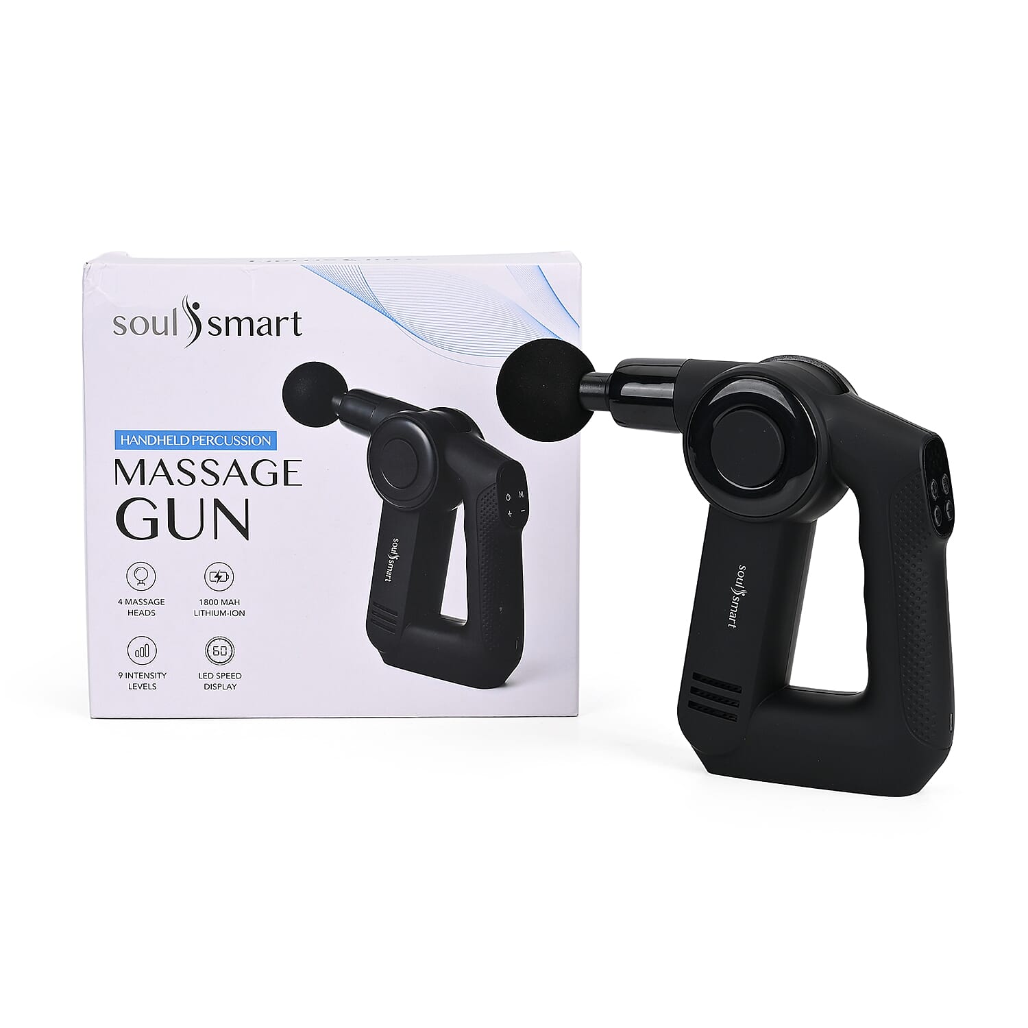 Soul Smart Fascia Gun with Heating Panel and Speed Pressure Sensor - Black Soul Smart Fascia Gun with Heating Panel and Speed Pressure Sensor - Black