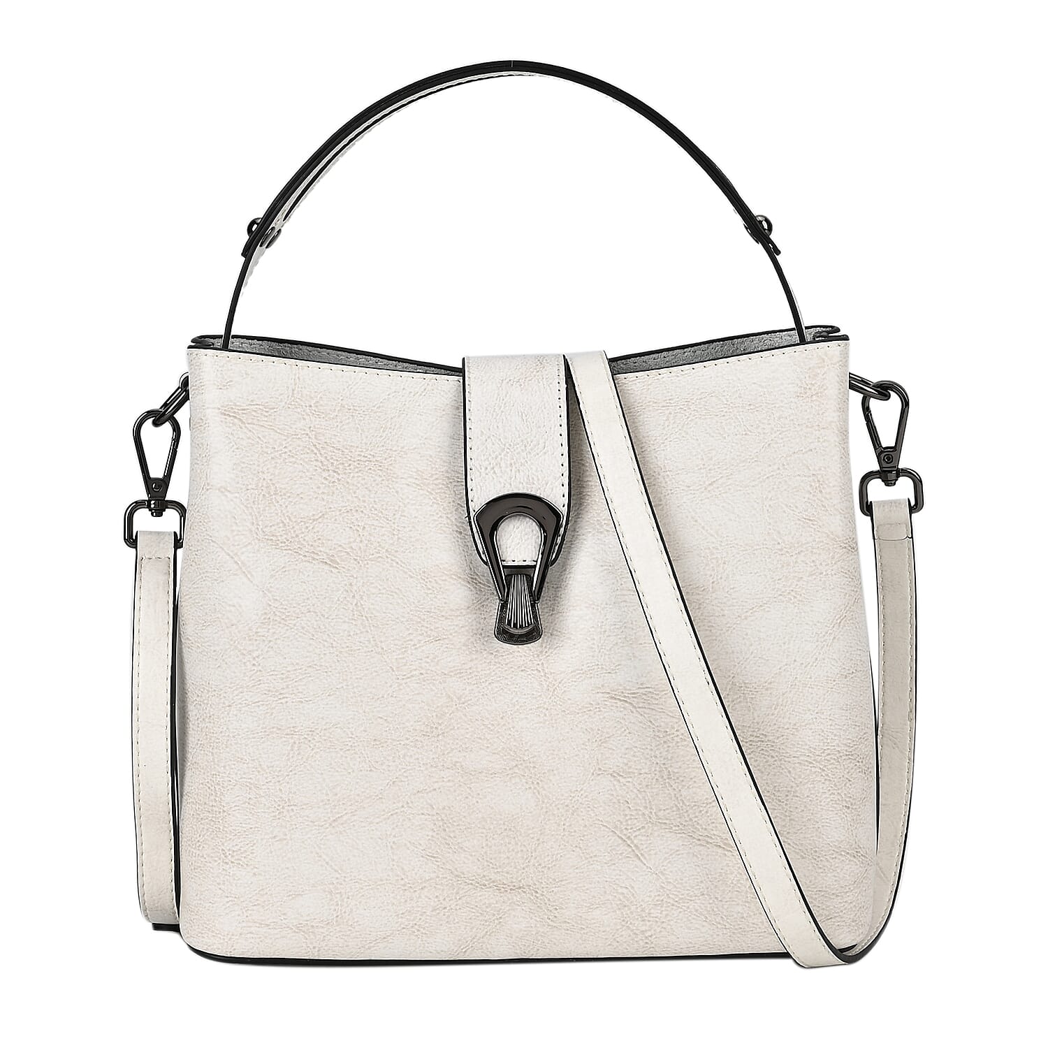 100% Genuine Leather Solid Crossbody Bag (Size 24x10x21 cm) - White