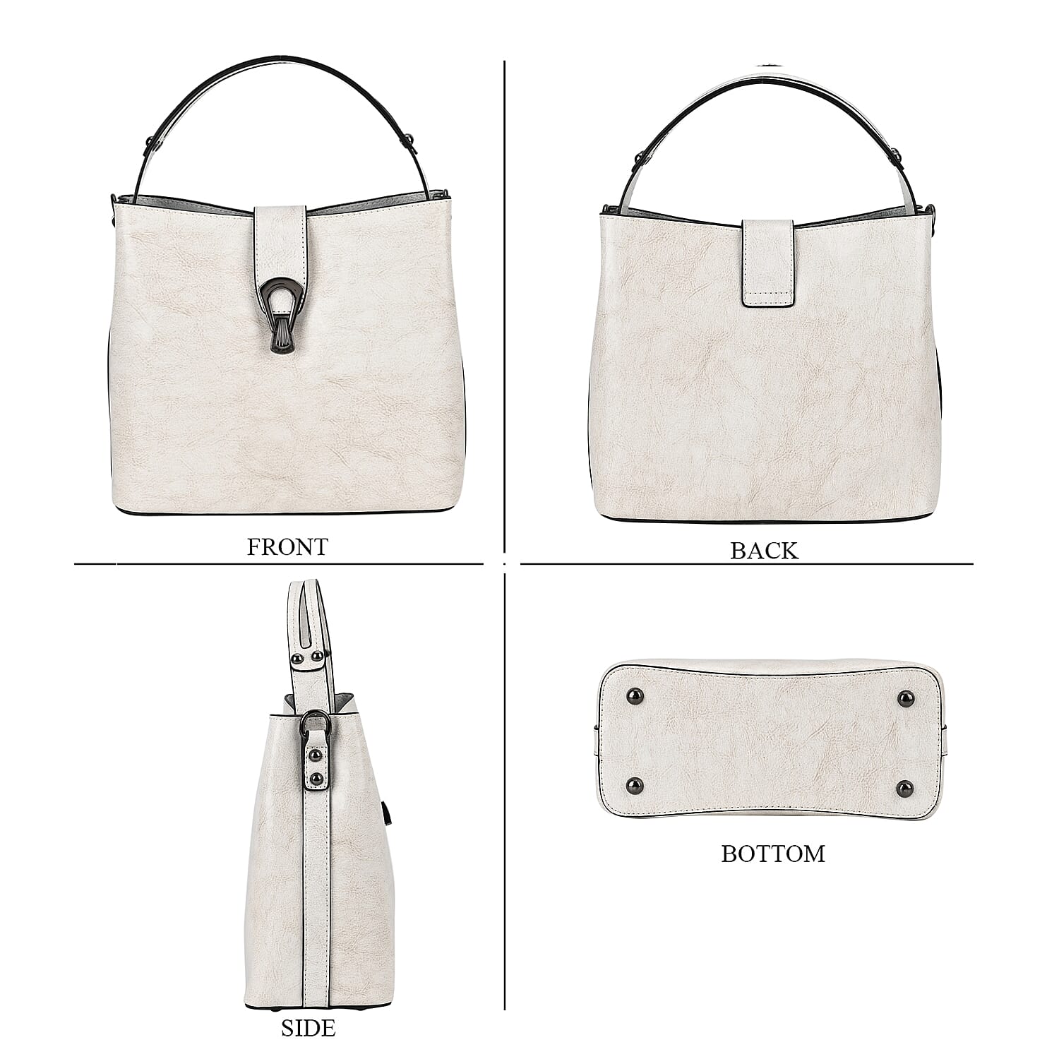 100% Genuine Leather Solid Crossbody Bag (Size 24x10x21 cm) - White