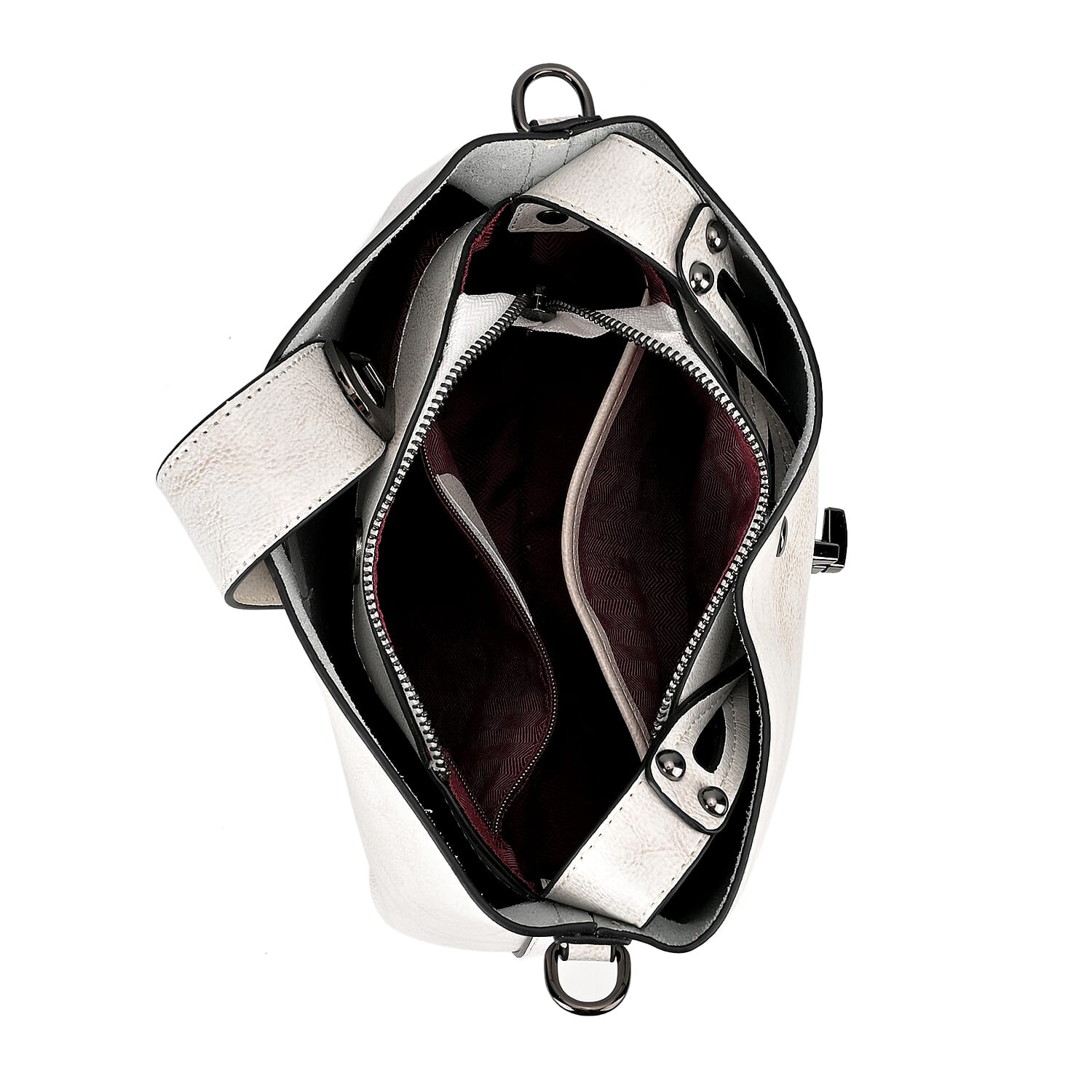 100% Genuine Leather Solid Crossbody Bag (Size 24x10x21 cm) - White