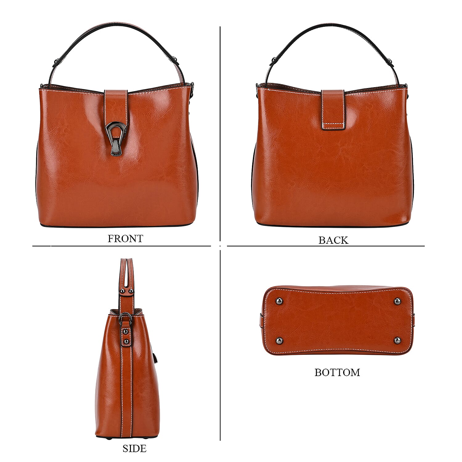 100% Genuine Leather Solid Crossbody Bag (Size 24x10x21 cm) - Tan