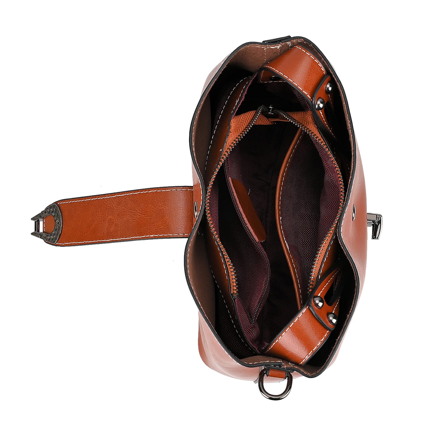 100% Genuine Leather Solid Crossbody Bag (Size 24x10x21 cm) - Tan