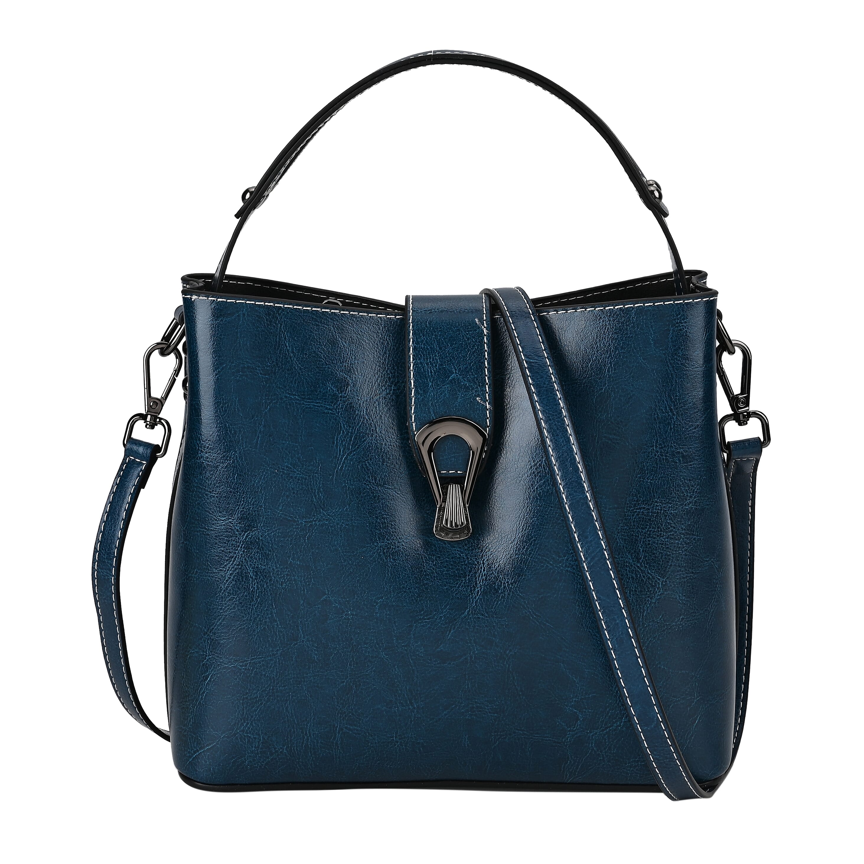 100% Genuine Leather Solid Crossbody Bag (Size 24x10x21 cm) - Teal