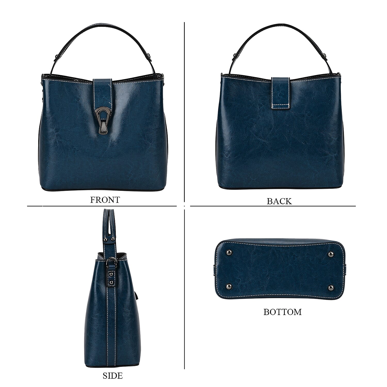 100% Genuine Leather Solid Crossbody Bag (Size 24x10x21 cm) - Teal