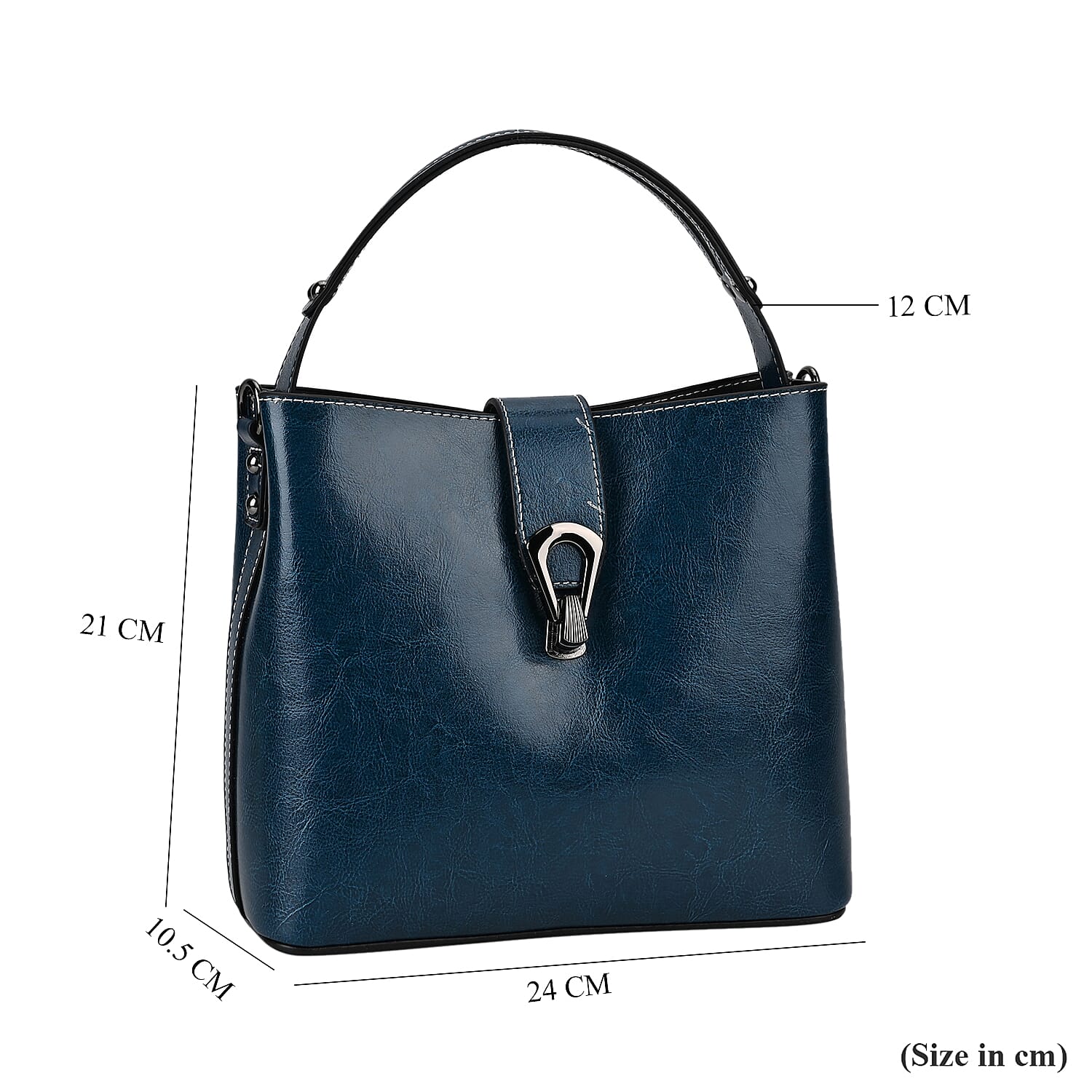 100% Genuine Leather Solid Crossbody Bag (Size 24x10x21 cm) - Teal