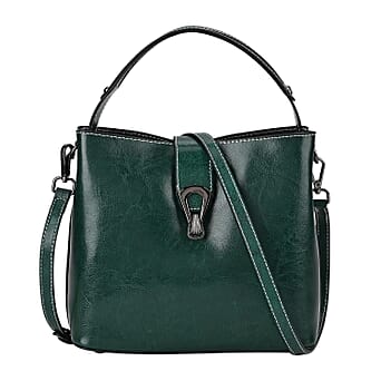 https://tjcuk.sirv.com/Products/77/7/7775679/Genuine-Leather-Solid-Crossbody-Bag-Size-24x10x21-cm-Green-Black_7775679.jpg?w=342&h=342