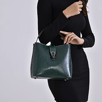 https://tjcuk.sirv.com/Products/77/7/7775679/Genuine-Leather-Solid-Crossbody-Bag-Size-24x10x21-cm-Green-Black_7775679_2.jpg?w=342&h=342