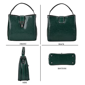 https://tjcuk.sirv.com/Products/77/7/7775679/Genuine-Leather-Solid-Crossbody-Bag-Size-24x10x21-cm-Green-Black_7775679_3.jpg?w=342&h=342