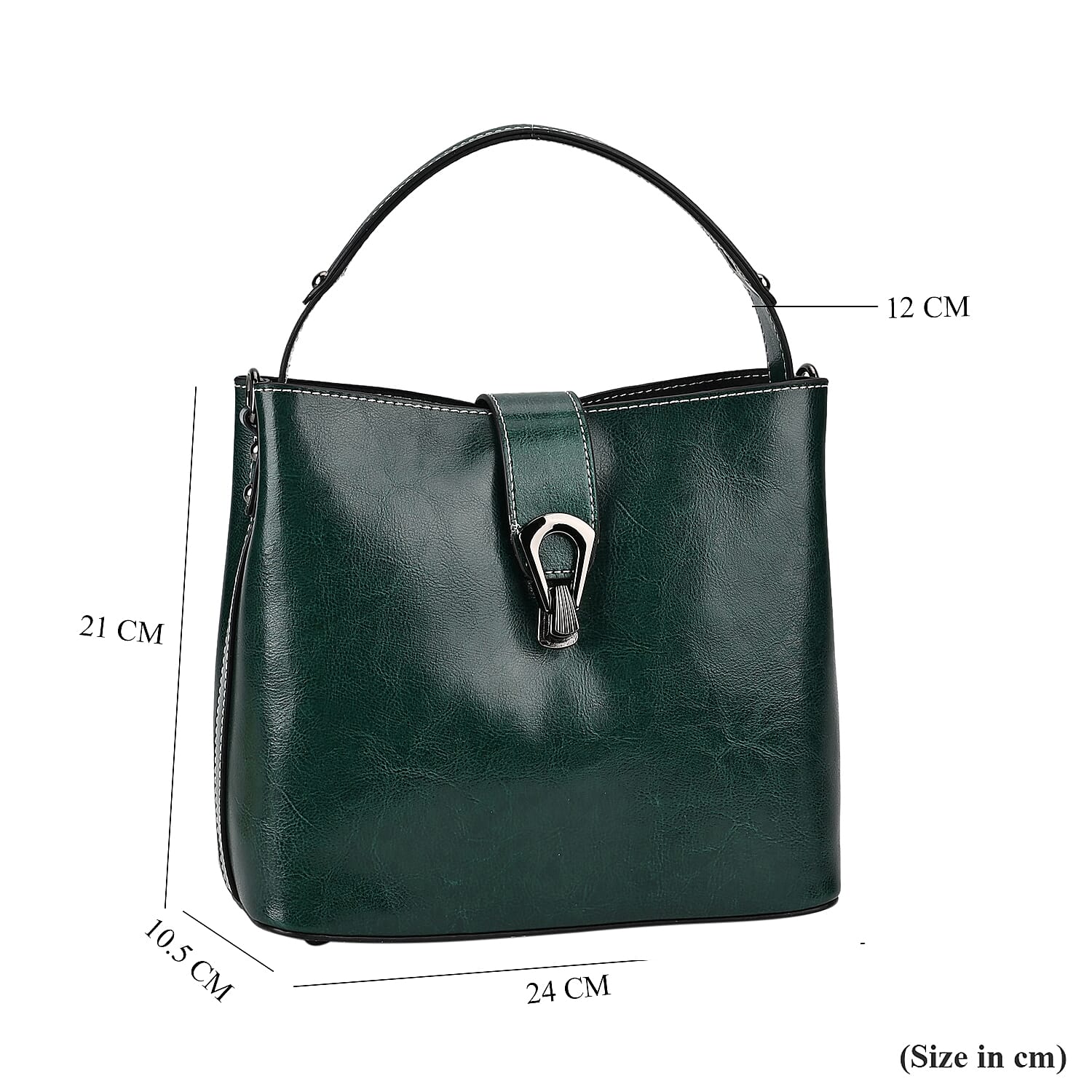 100% Genuine Leather Solid Crossbody Bag (Size 24x10x21 cm) - Green