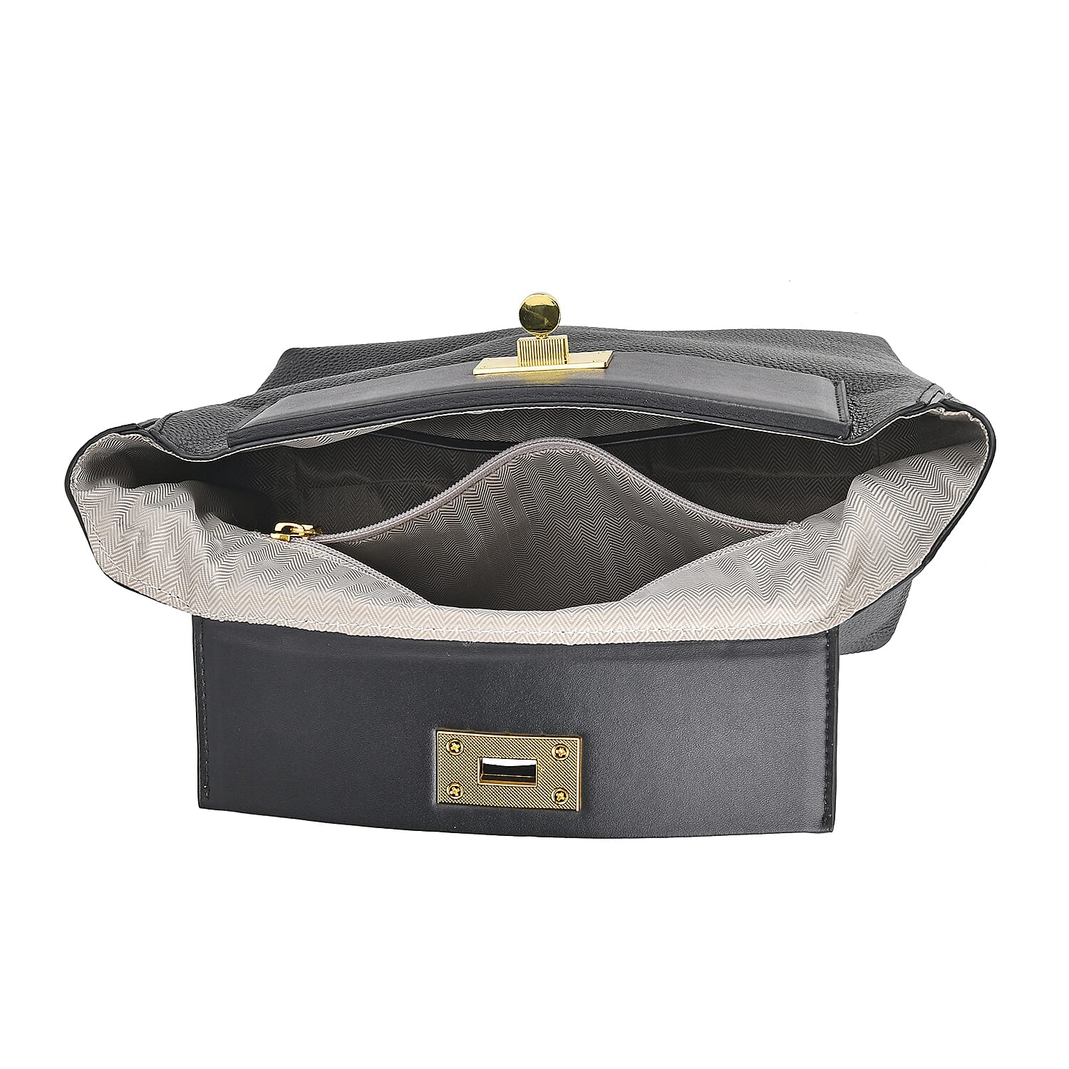 Genuine Leather Crossbody Bag with Handle Drop - Black Genuine Leather Crossbody Bag with Handle Drop - Black