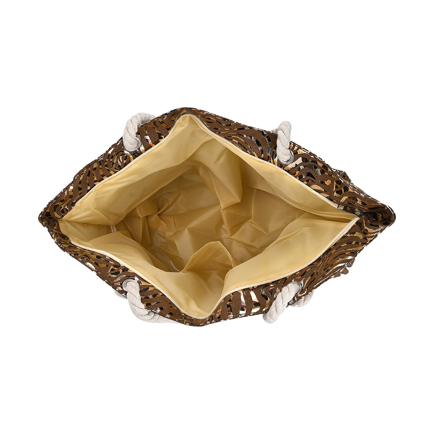 Zebra Pattern Tote Bag with Handle Drop - Brown