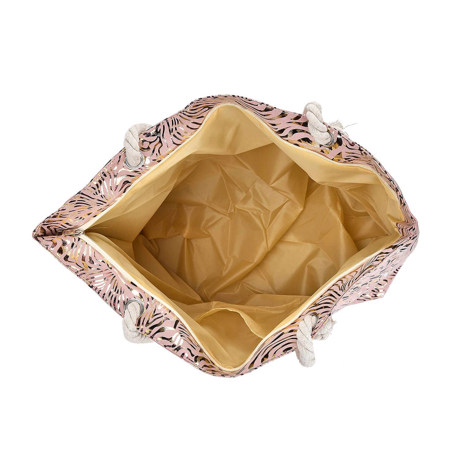 Zebra pattern large size tote bag with rope handle (Size 38x20x38 cm) - Pink & Black