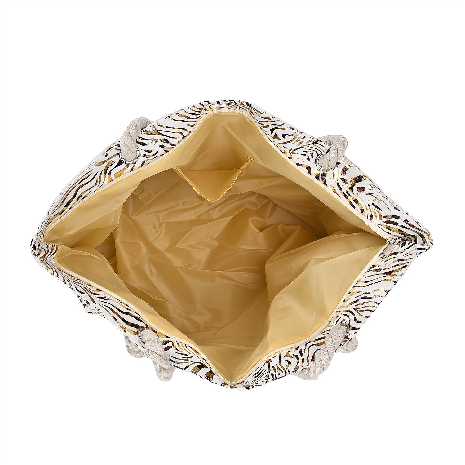 Zebra pattern large size tote bag with rope handle (Size 38x20x38 cm) - White & Black