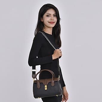 https://tjcuk.sirv.com/Products/77/7/7775743/Genuine-Leather-Patchwork-Crossbody-Bag-Size-26x12x18-cm-Black-Brown_7775743_1.jpg?w=342&h=342