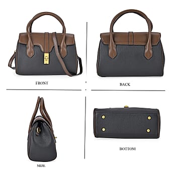 https://tjcuk.sirv.com/Products/77/7/7775743/Genuine-Leather-Patchwork-Crossbody-Bag-Size-26x12x18-cm-Black-Brown_7775743_3.jpg?w=342&h=342