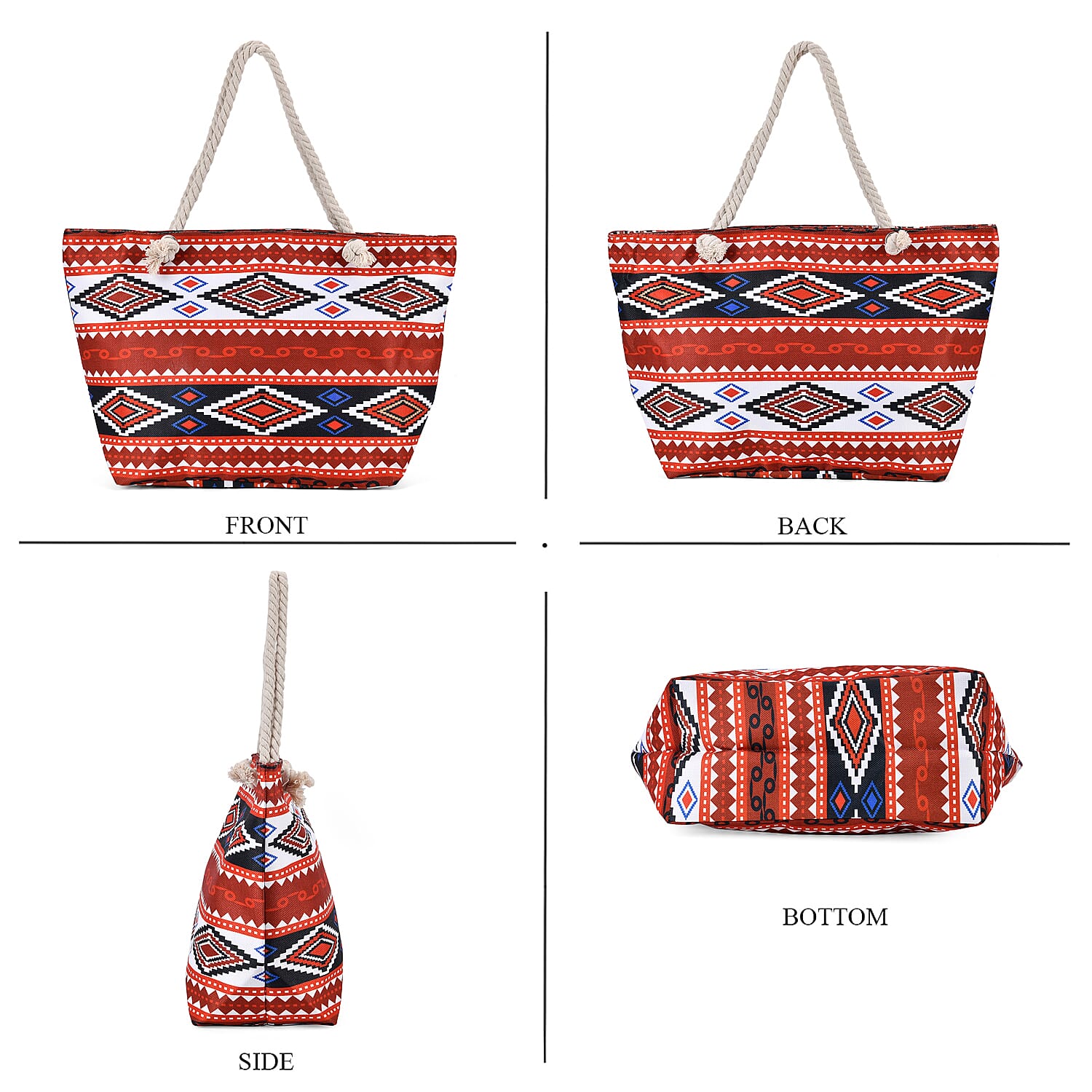 Polyester Tribal Tote Bag (Size 38x21x37 cm) - Multi Color