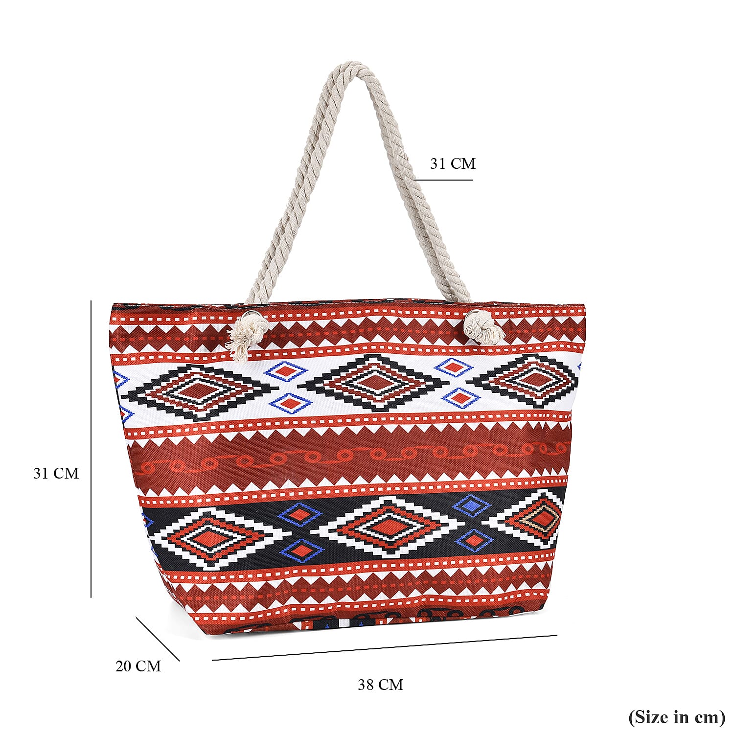 Polyester Tribal Tote Bag (Size 38x21x37 cm) - Multi Color