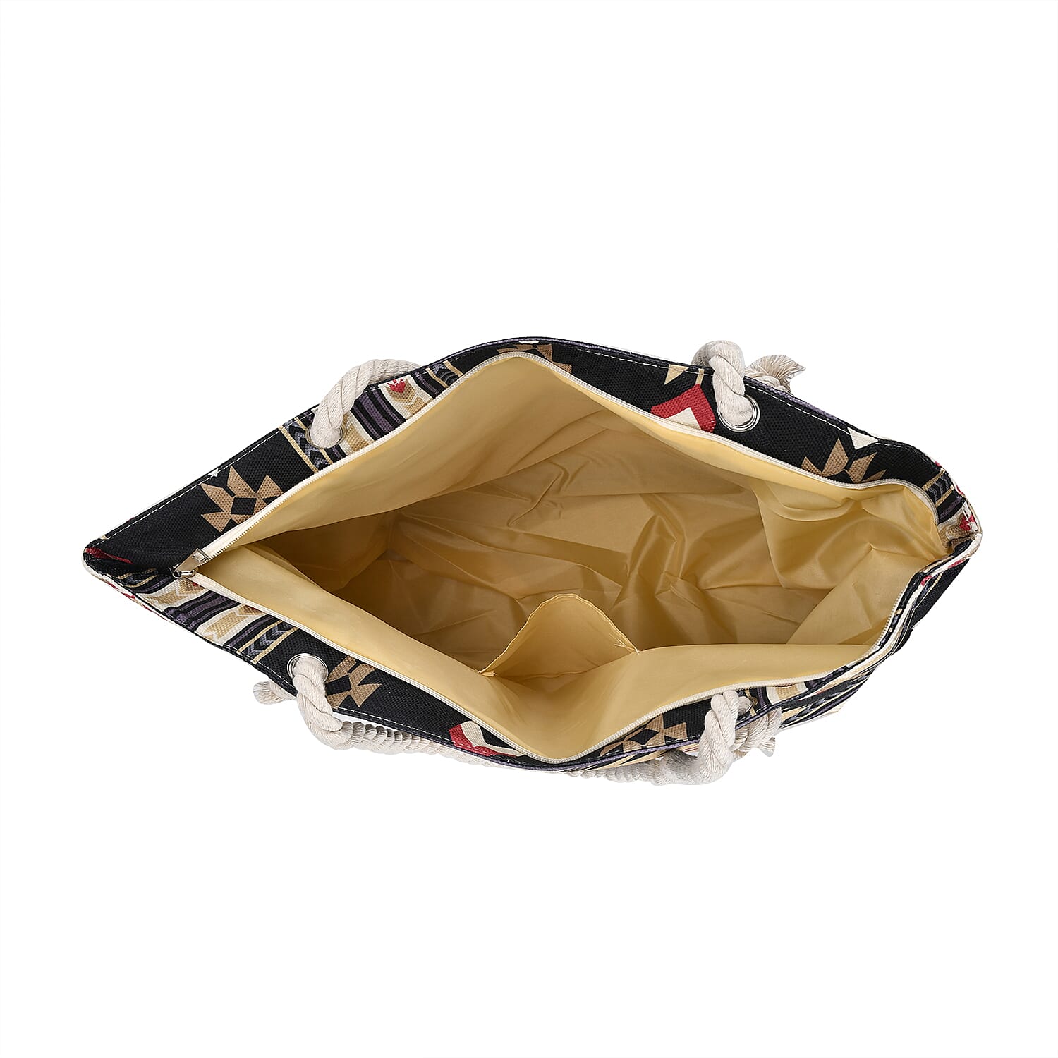 Polyester Tribal Tote Bag (Size 38x21x37 cm) - Black