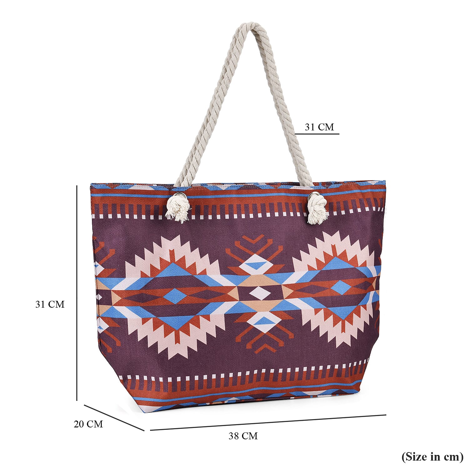 Polyester Tribal Tote Bag (Size 38x21x37 cm) - Red Polyester Tribal Tote Bag (Size 38x21x37 cm) - Red
