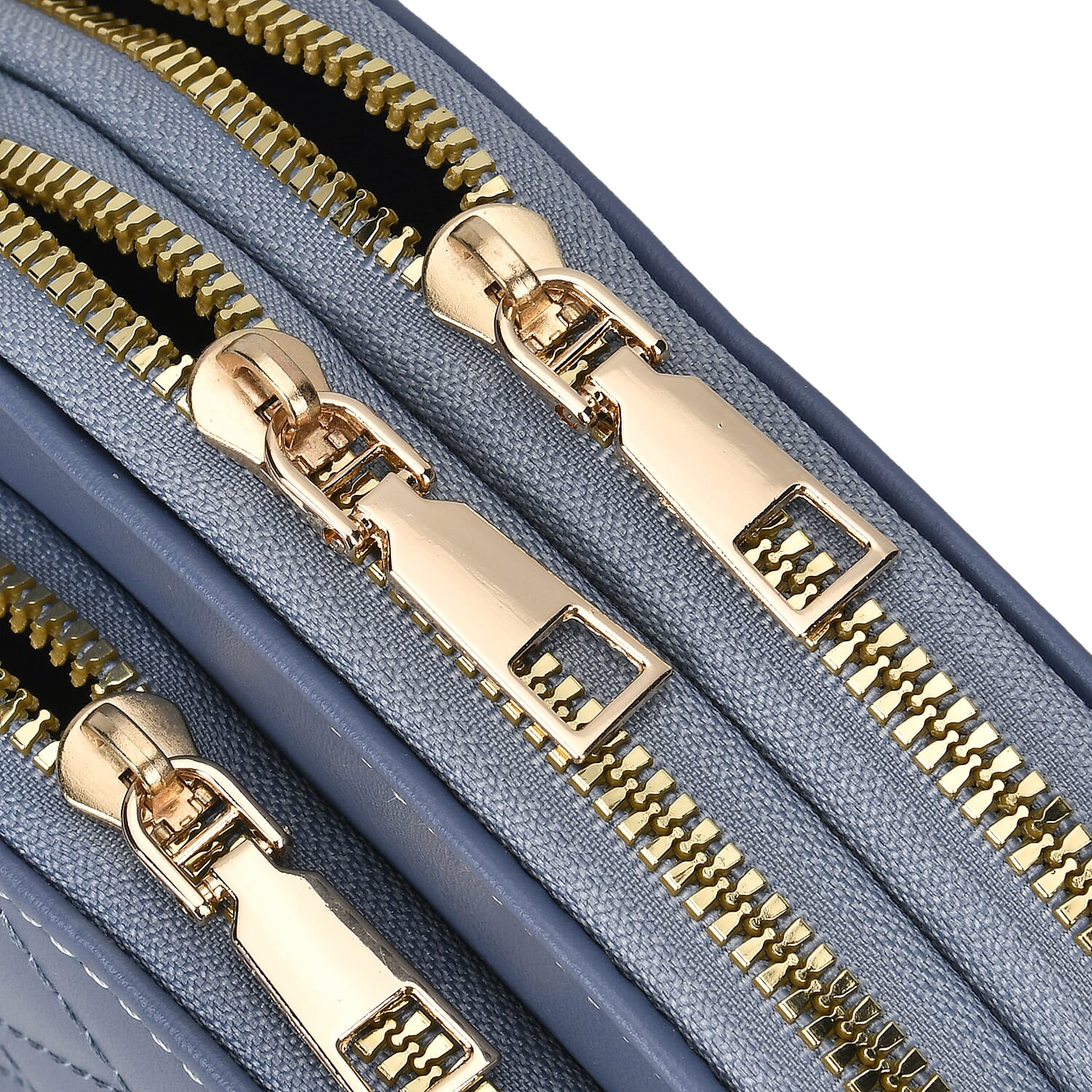 Leatherette Quilted Crossbody Bag with Log Strap - Navy