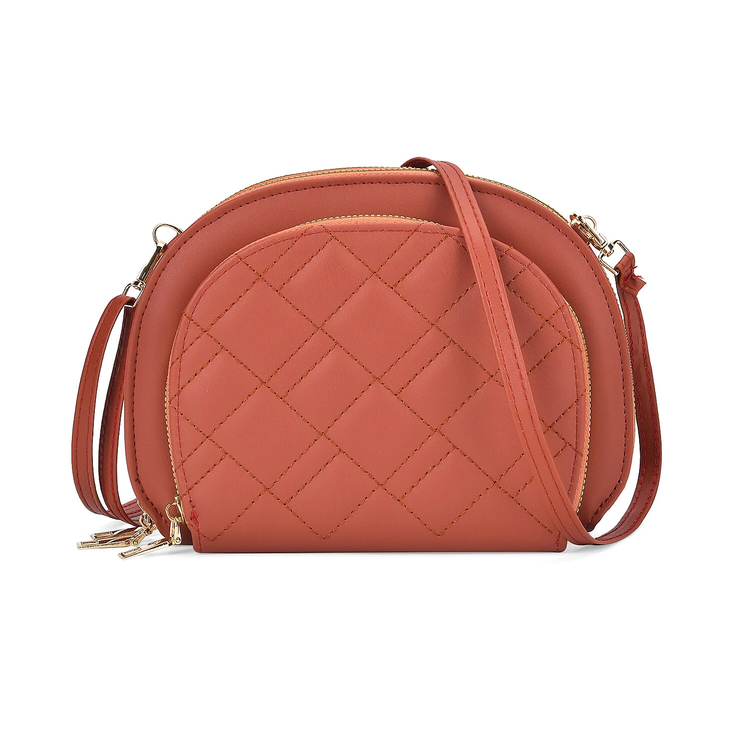 PU Patterned Crossbody Bag (Size 21x4x15 cm) - Red & Black