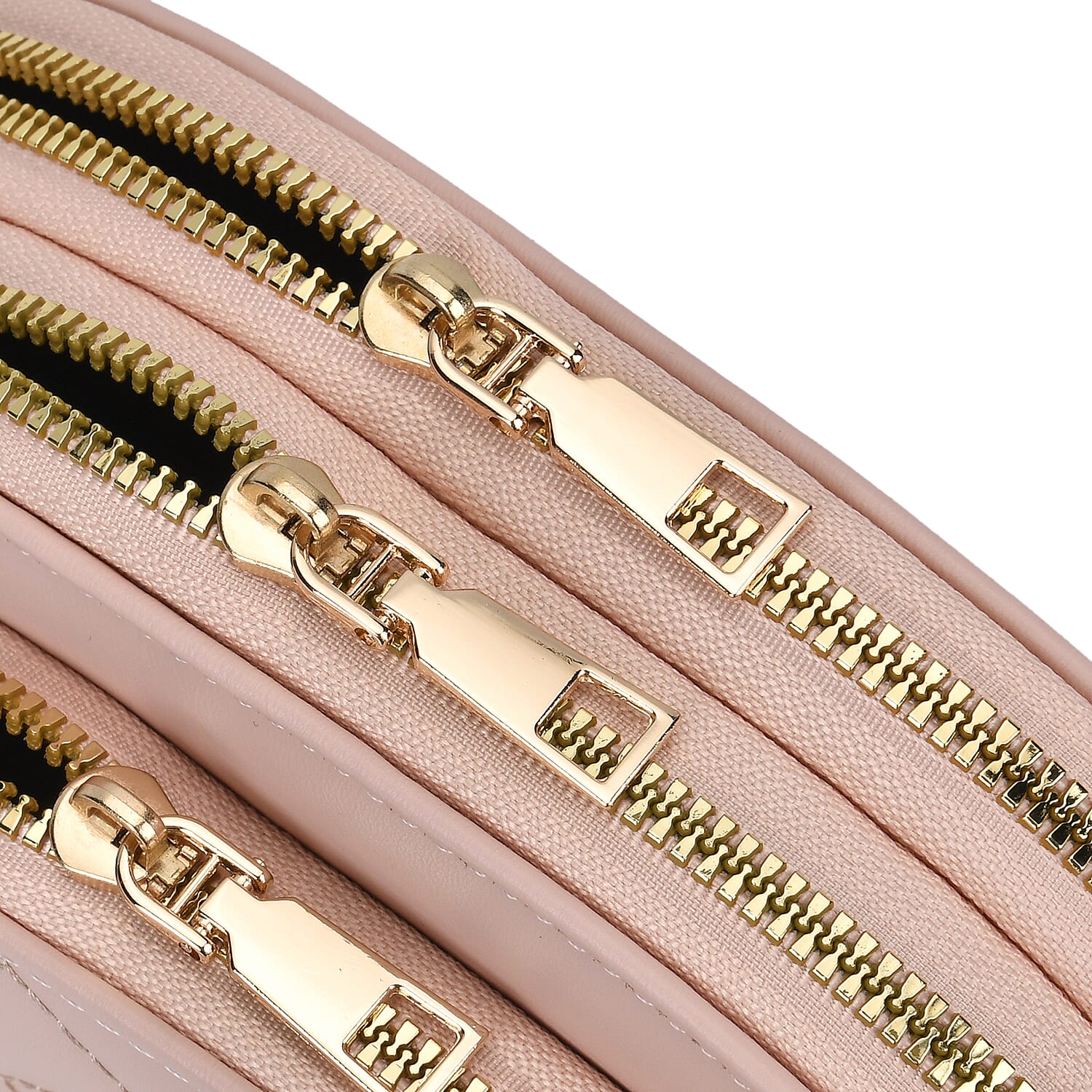 Leatherette Quilted Crossbody Bag with Log Strap - Pink