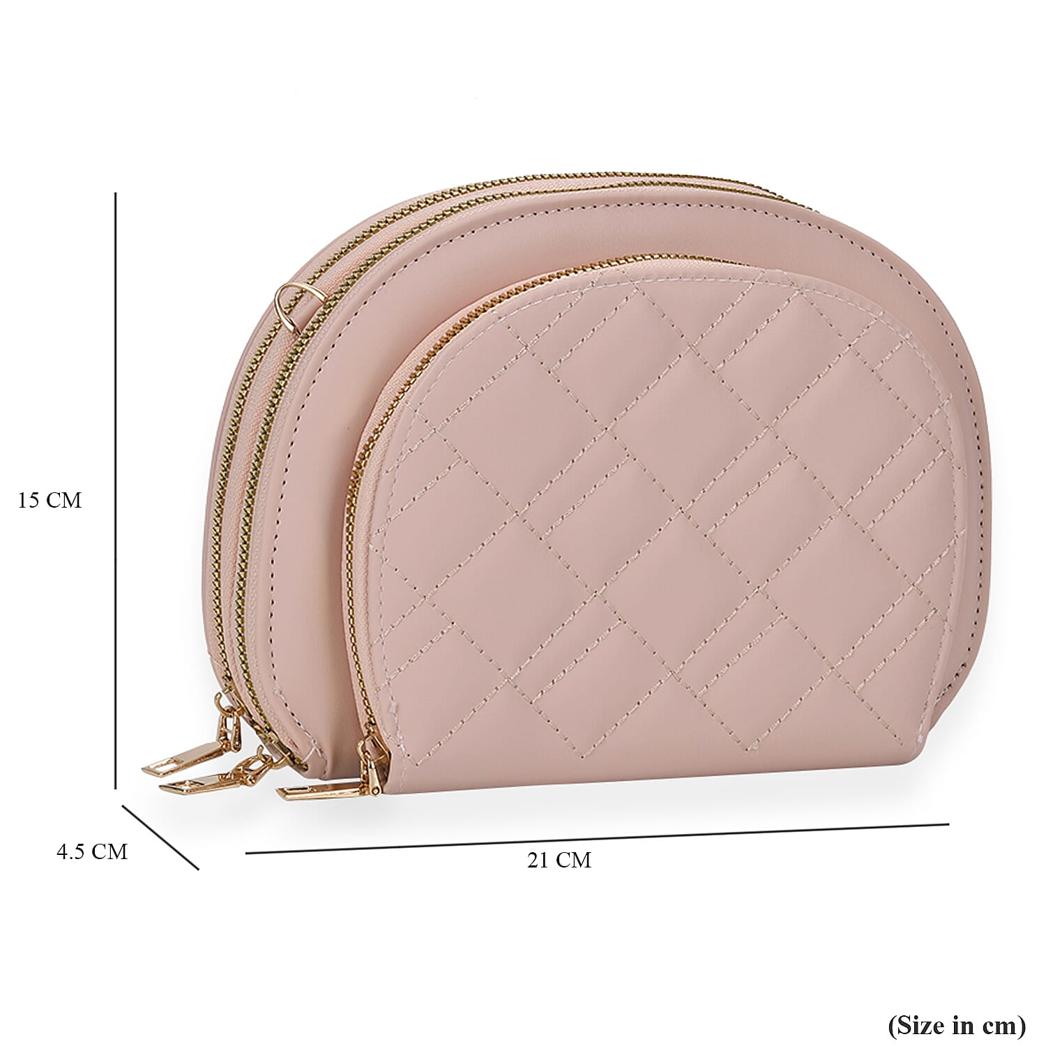 Leatherette Quilted Crossbody Bag with Log Strap - Pink