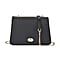 Genuine Leather Crossbody Bag with Gold-Toned Chain Strap