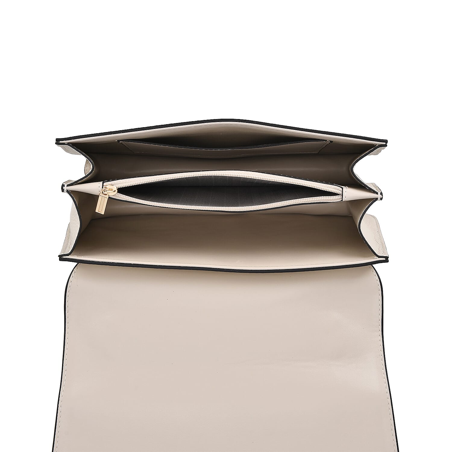 Designer Inspired - 100% Genuine Leather Solid Crossbody Bag (Size 26x8x16 cm) - Beige