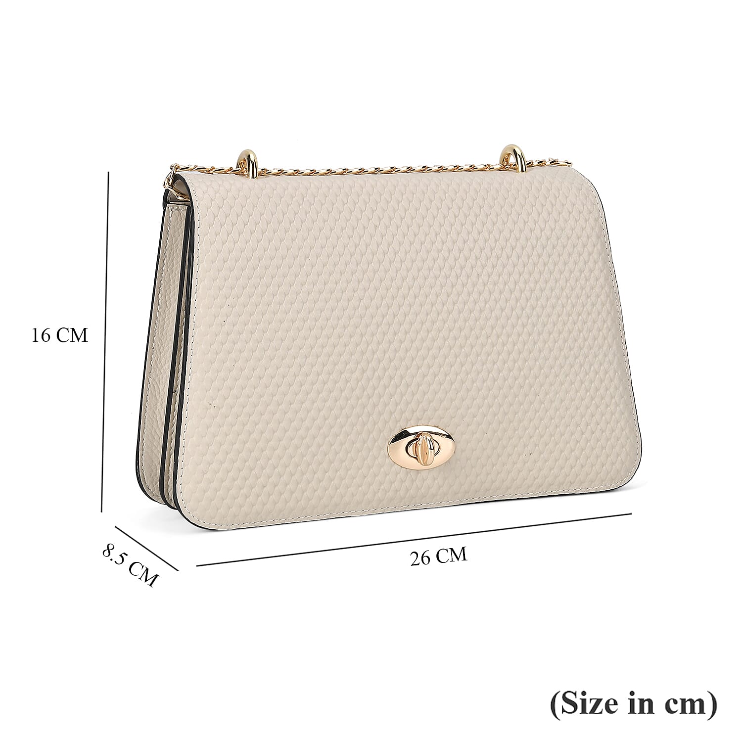 Designer Inspired - 100% Genuine Leather Solid Crossbody Bag (Size 26x8x16 cm) - Beige