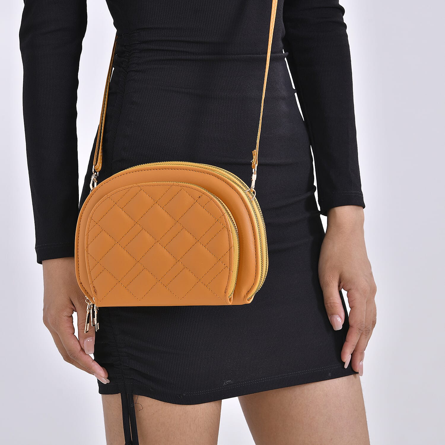 PU Patterned Crossbody Bag (Size 21x4x15 cm) - Brown & Black