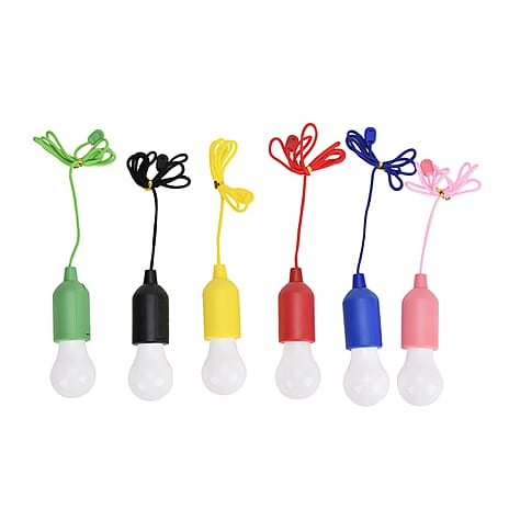 Set of 6 Pull Cord LED Light 0.5W (AAA Battery not Inc.) - Multi