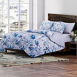 4-Piece Microfiber Printed Reversible Duvet Cover Set