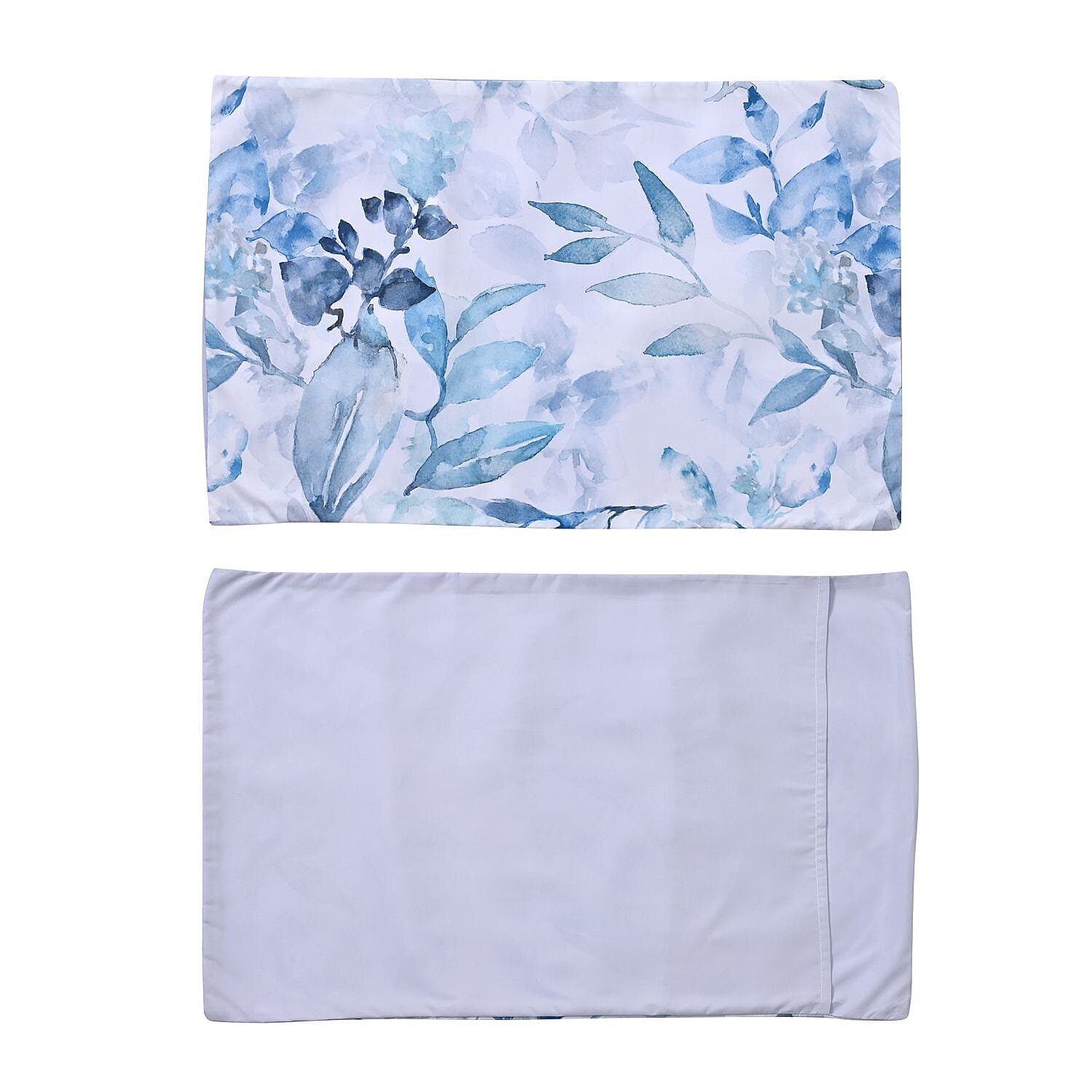 4 Piece Microfiber Leaf Pattern Reversible Duvet Cover Set