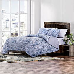 4-Piece Microfiber Printed Reversible Duvet Cover Set