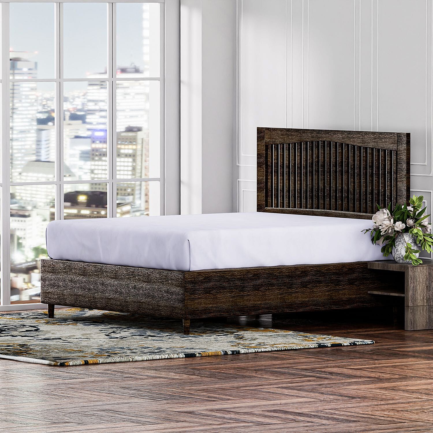 4 Piece Microfiber Leaf Pattern Reversible Duvet Cover Set