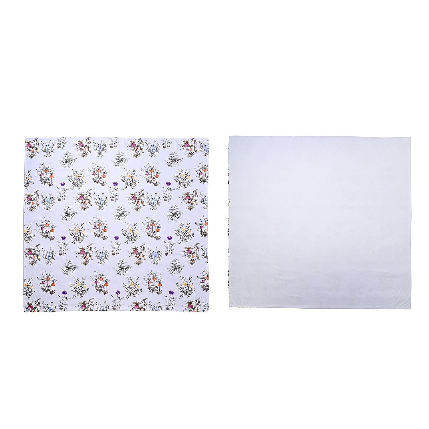 4 Piece Microfiber Leaf Pattern Reversible Duvet Cover Set