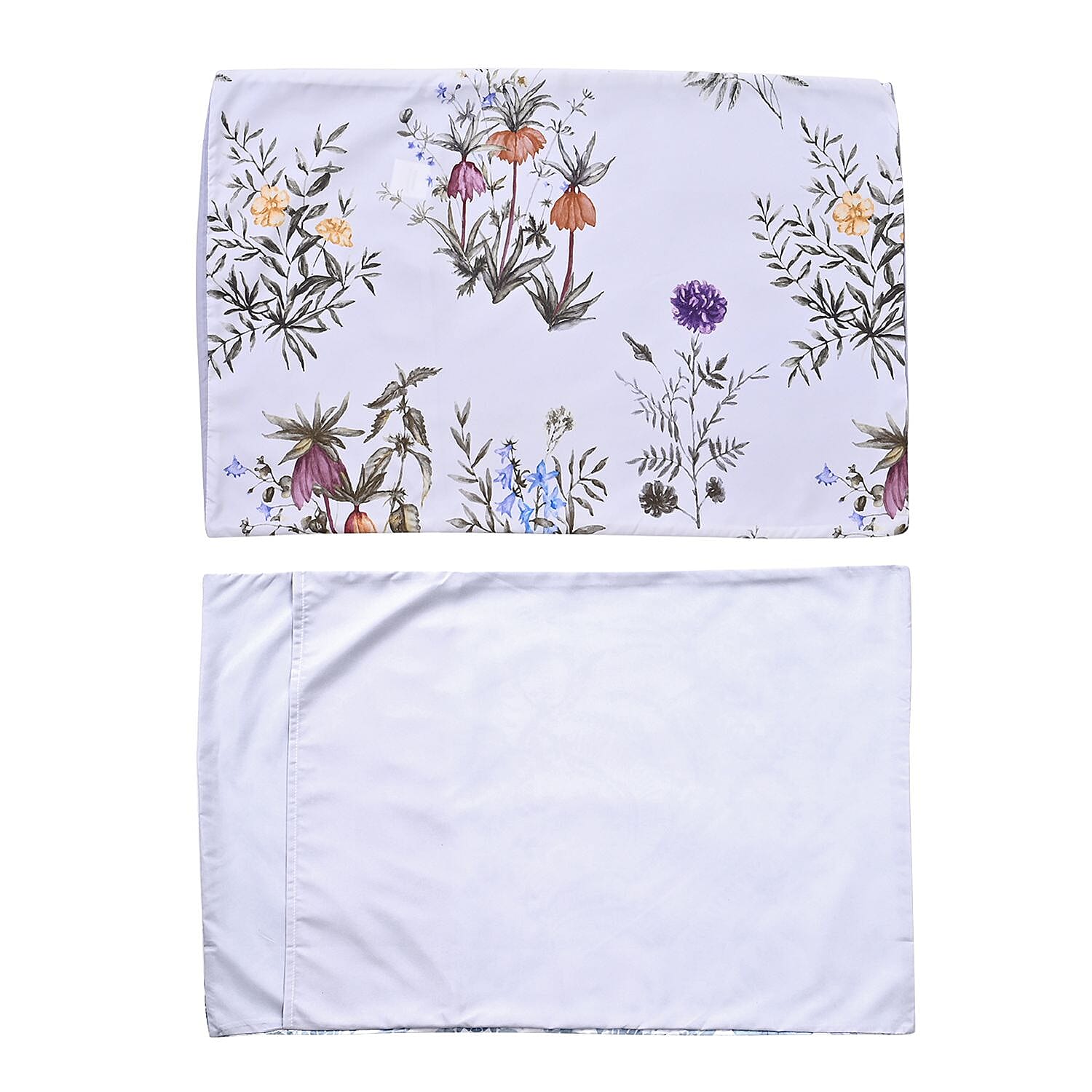 4 Piece Microfiber Leaf Pattern Reversible Duvet Cover Set