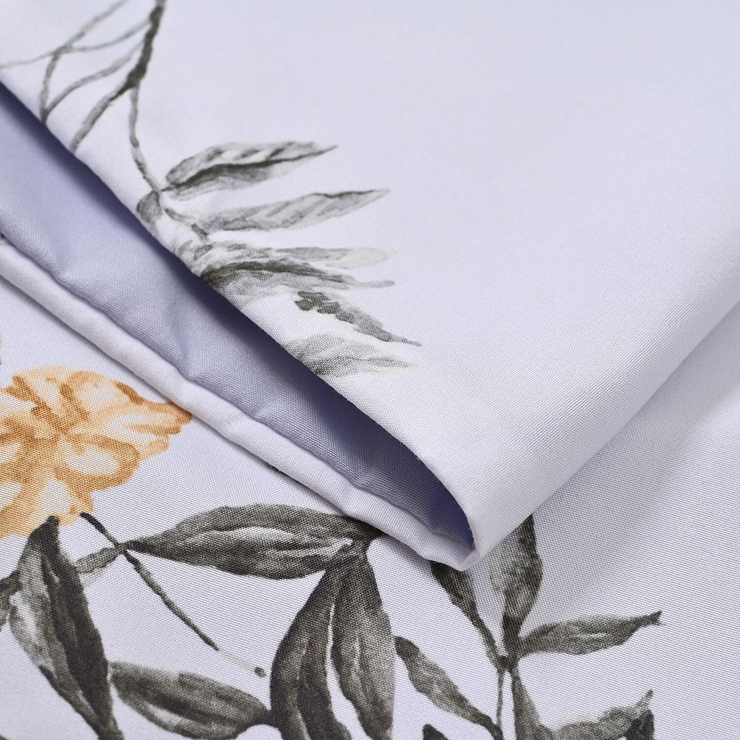 4 Piece Microfiber Leaf Pattern Reversible Duvet Cover Set