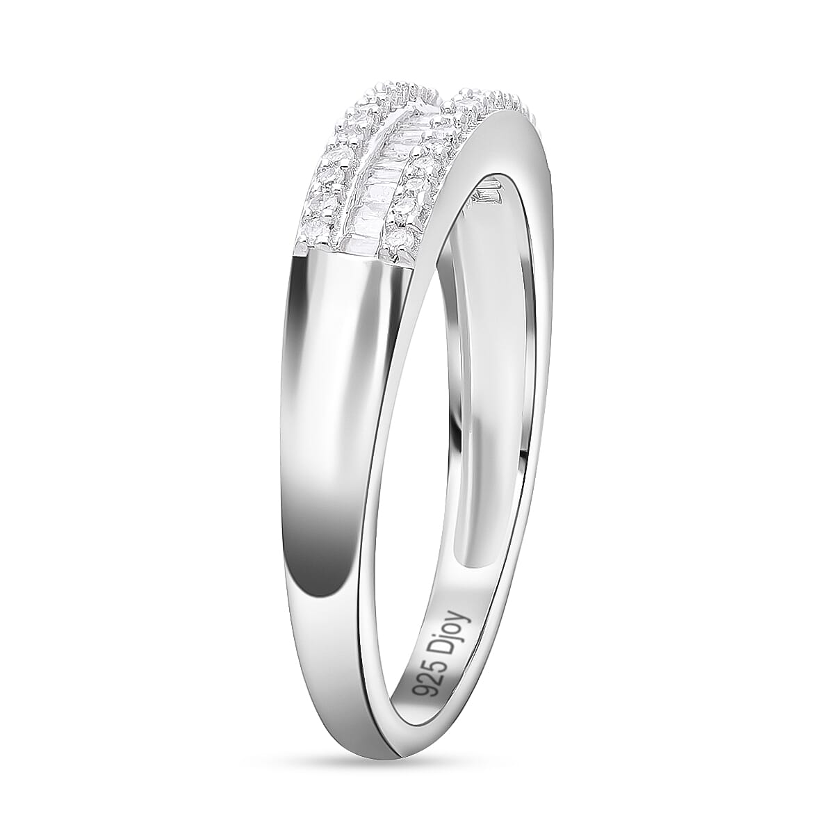 Diamond Half Eternity Ring in Platinum Overlay Sterling Silver