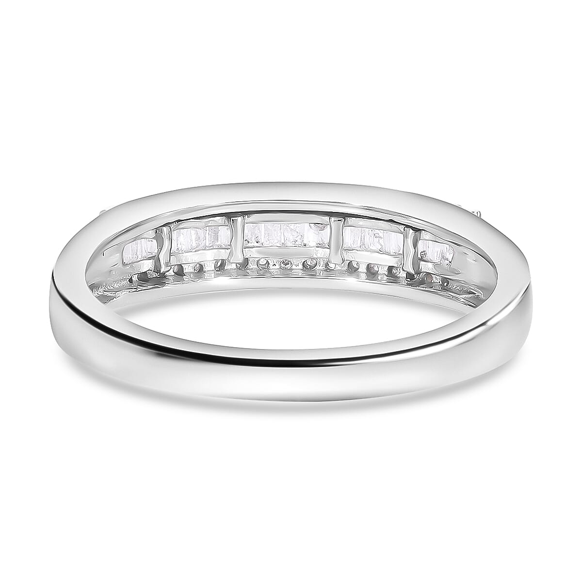 Diamond Half Eternity Ring in Platinum Overlay Sterling Silver