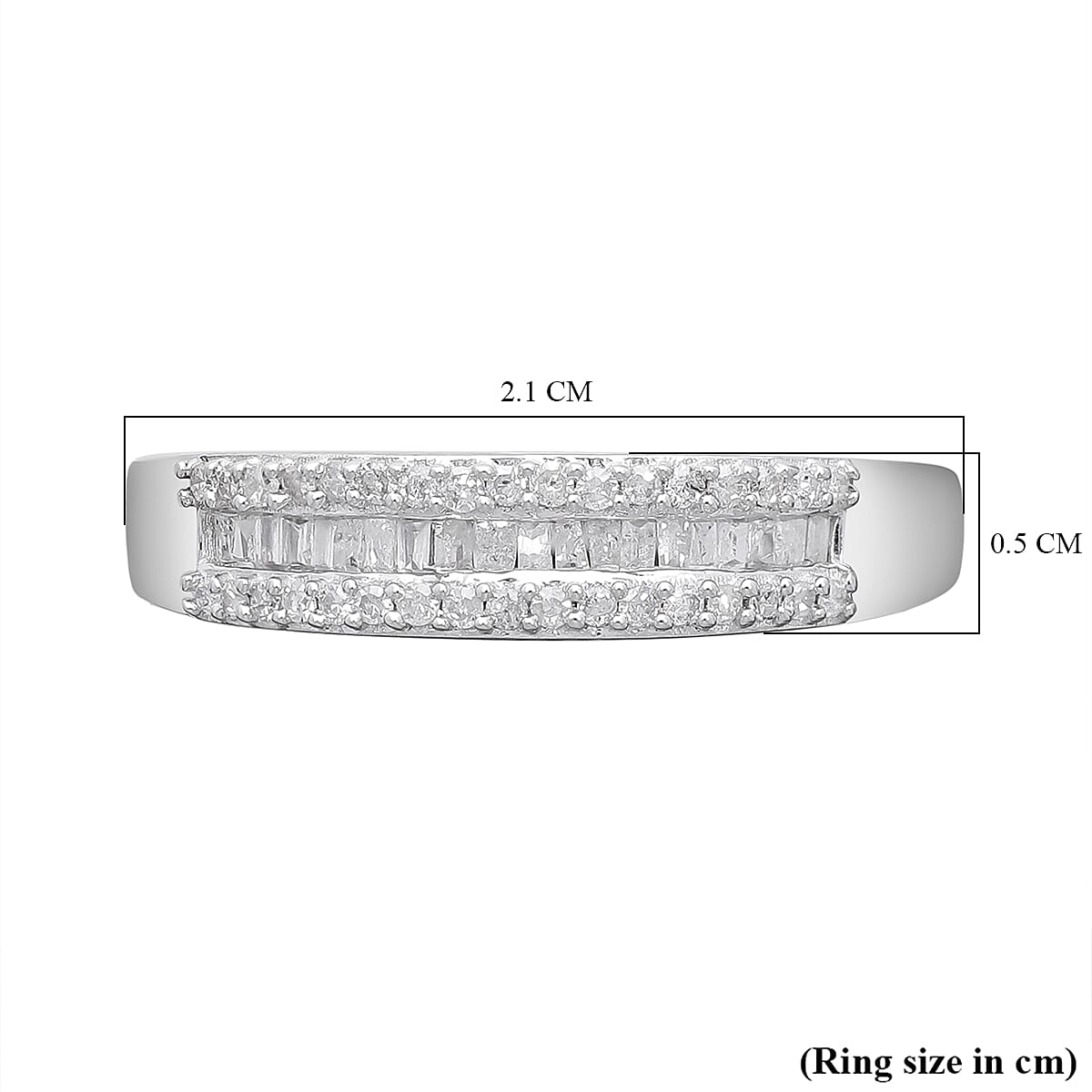 Diamond Half Eternity Ring in Platinum Overlay Sterling Silver