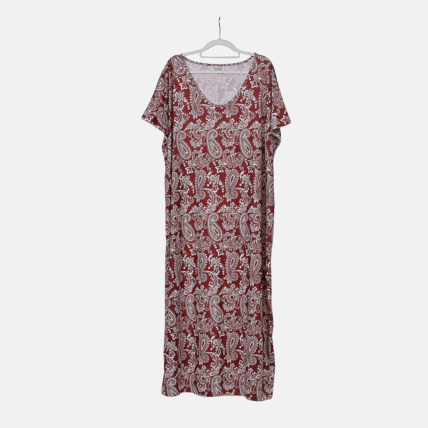 Tamsy V-Neck Paisley Print Dress (One Size) - Red Tamsy V-Neck Paisley Print Dress (One Size) - Red