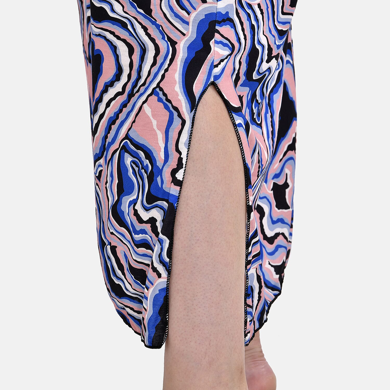 Tamsy V-Neck Whimsical Art Print Dress (One Size) - Pink & Multi