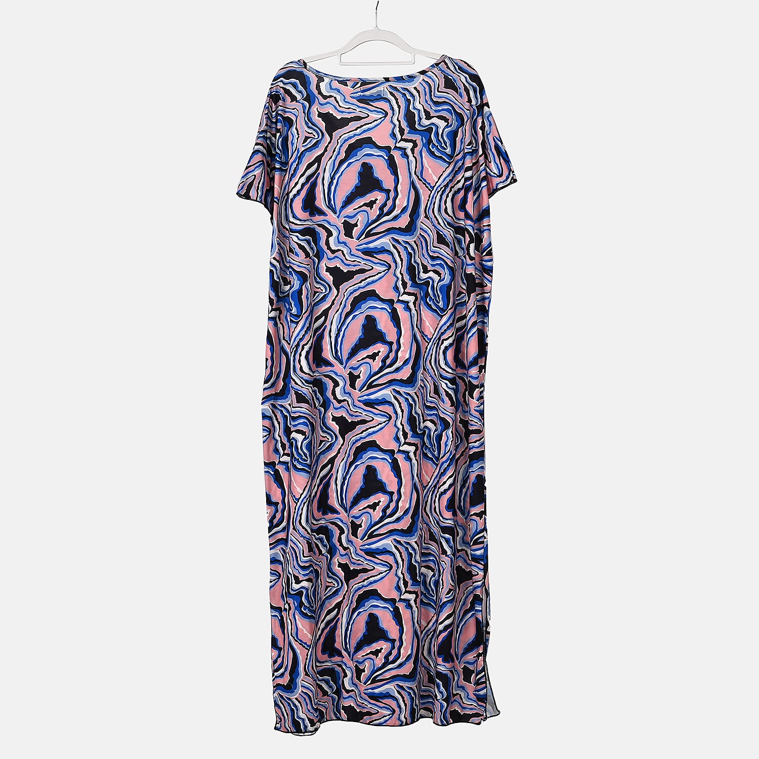 Tamsy V-Neck Whimsical Art Print Dress (One Size) - Pink & Multi