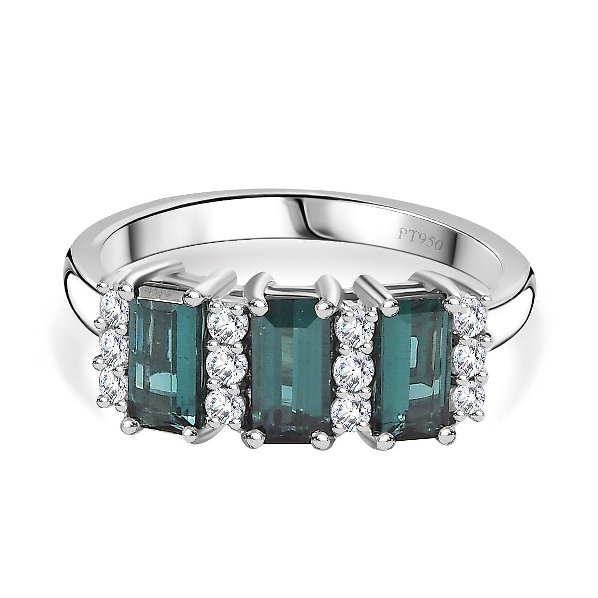 Signature Collection 950 Platinum AAAA Mutuca Indicolite & Diamond (G-H) Stone Ring 1.50 Ct. Platinum Wt 4.75 Gms