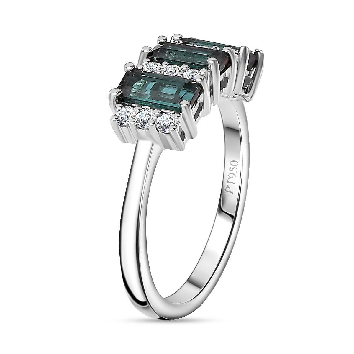 Signature Collection 950 Platinum AAAA Mutuca Indicolite & Diamond (G-H) Stone Ring 1.50 Ct. Platinum Wt 4.75 Gms